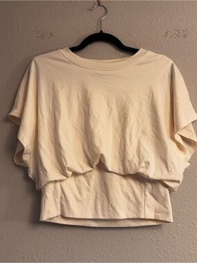 YOINS Cream Layered Short Sleeve Crop Top